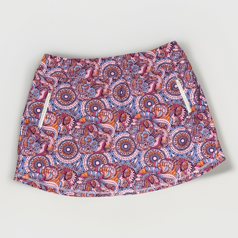 Golf Skort XXL Paisley Athletic Tennis Pink Blue Orange Mini Zip Pockets FLAW